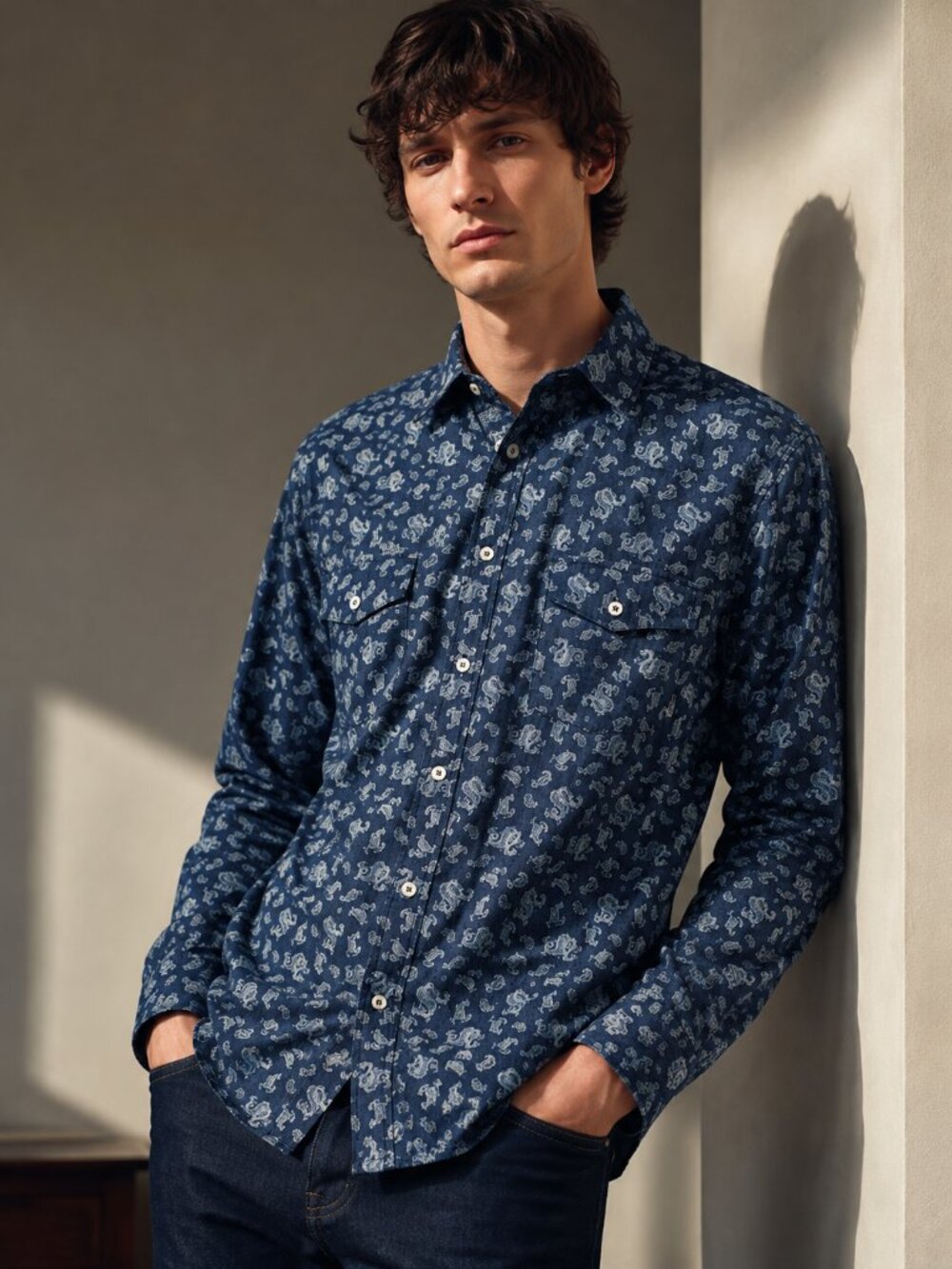 Altamont Men`s L Kinney Paisley Shirt Indigo Archive Skate Y2K
